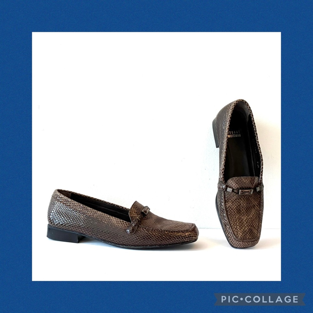 Stuart Weitzman Hazel Embellished Snake Printed Leather Loafer